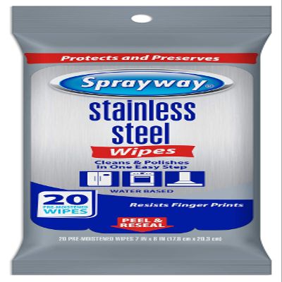 Sprayway Stainless Steel Wipes, Water Based, Pack of 20 (SW5012R)