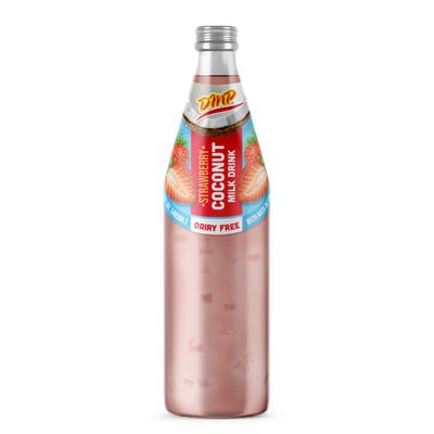 De Mi Pais Leche de Coco Sabor a Fresa con Pulpa 16.4oz / Strawberry Flavored Coconut Milk with Pulp 16.4oz (12)