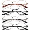4 Pairs Men Women Hippie Reading Glasses Vintage Style Spring Hinged (4 Pairs - Silver + Black + Gunmetal + Gold, 1.75) view 1