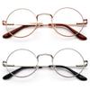 2 Pairs Men Women Hippie Reading Glasses Vintage Style Spring Hinged (2 Pairs - Silver + Gold, 3.00) view 1