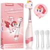 Papablic Toddler Sonic Electric Toothbrush Kids for Ages 1-3 Years, Baby Electric Toothbrush with Cute Unicorn Cover and Smart LED Timer, 4 Brush Heads (Doris) view 1