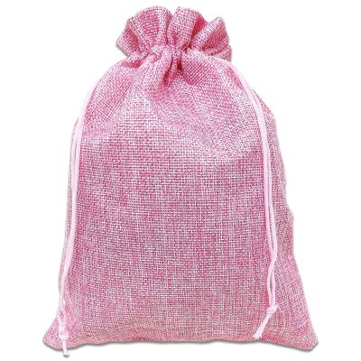 12-Pack 8x10 Natural Burlap Gift Bags w. Drawstring (Hot Pink, Large) for Party Favors, Presents or DIY Craft by TheDisplayGuys