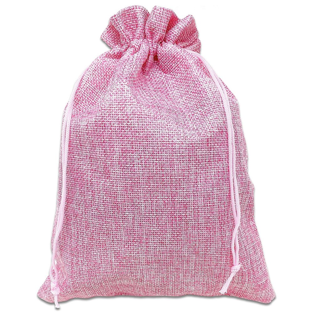 12-Pack 8x10 Natural Burlap Gift Bags w. Drawstring (Hot Pink, Large) for Party Favors, Presents or DIY Craft by TheDisplayGuys