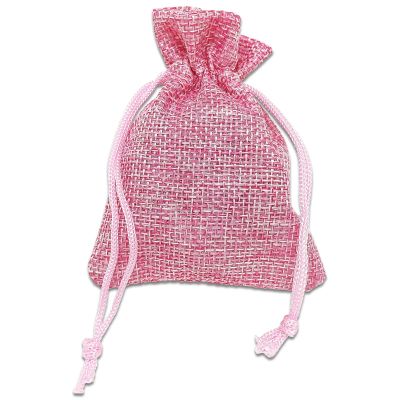 12-Pack 3x4 Natural Burlap Gift Bags w. Drawstring (Hot Pink, X-Small) for Party Favors, Presents or DIY Craft by TheDisplayGuys