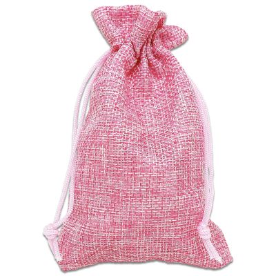 12-Pack 4x6 Natural Burlap Gift Bags w. Drawstring (Hot Pink, Small) for Party Favors, Presents or DIY Craft by TheDisplayGuys