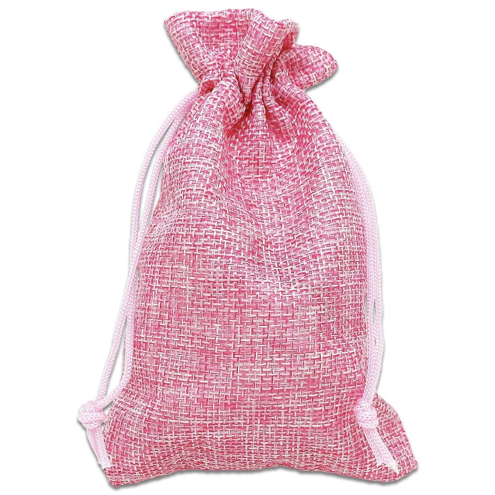 12-Pack 4x6 Natural Burlap Gift Bags w. Drawstring (Hot Pink, Small) for Party Favors, Presents or DIY Craft by TheDisplayGuys