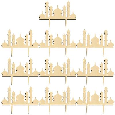 10PCS Eid Mubarak Cake Toppers Ramadan Kareem Cupcake Toppers Ramadan Mubarak Cake Decorations for Muslim Festival Party Decorations
