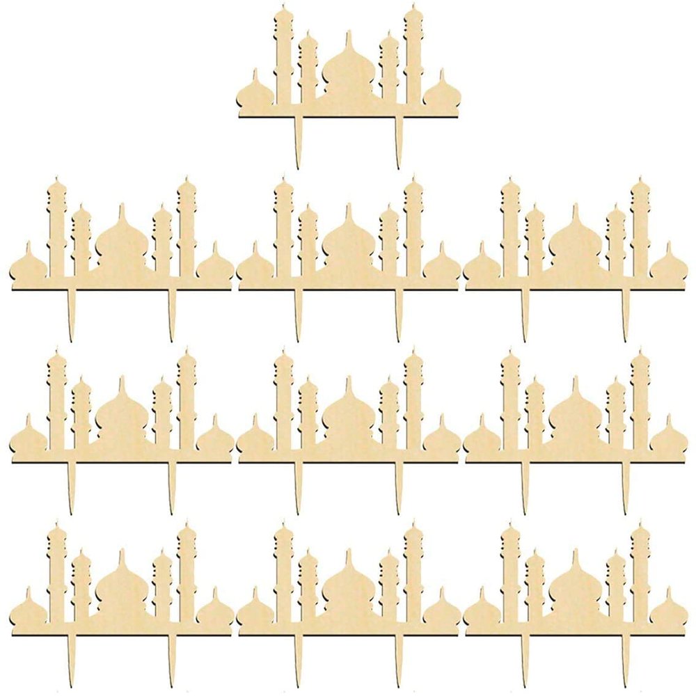 10PCS Eid Mubarak Cake Toppers Ramadan Kareem Cupcake Toppers Ramadan Mubarak Cake Decorations for Muslim Festival Party Decorations