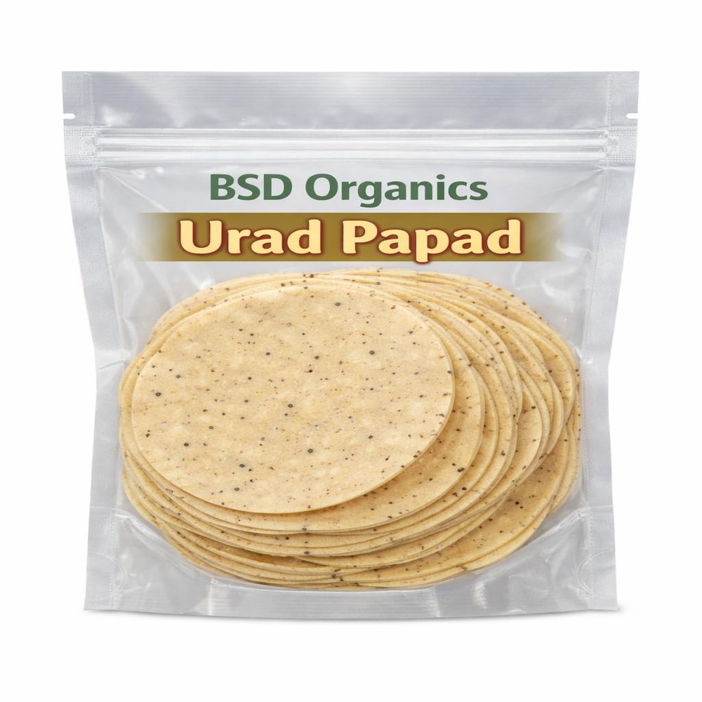 BSD Organics Ready to Fry Vegetarien Snack Urad Papad/Udad Paapad/Ulundu Appalam (200 Gram / 7 Ounce)