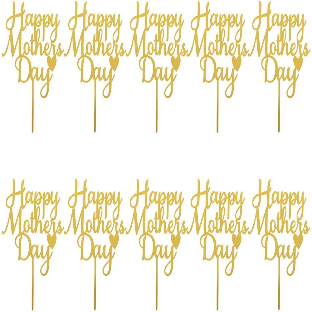 10pcs Happy Mothers Day Cake Toppers Cupcake Topper Acrylic Cake Picks for Birthday Party Mothers Day Cake Decoration