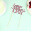 5pcs Happy Mothers Day Cake Toppers Cupcake Topper Glitter Cake Picks for Birthday Party Mothers Day Cake Decoration - Purple view 3