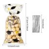Blulu 100 Pieces Graduation Cellophane Treat Bags Congrats Graduates Candy Plastic Goodie Wrapping Gift Bags with 100 Silver Twist Ties for Grad Party Supplies(Black Gold) view 2