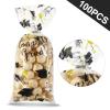 Blulu 100 Pieces Graduation Cellophane Treat Bags Congrats Graduates Candy Plastic Goodie Wrapping Gift Bags with 100 Silver Twist Ties for Grad Party Supplies(Black Gold) view 3