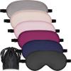 6 Pieces Natural Silk Sleep Mask Soft Eye Mask Adjustable Strap Blindfold Eyeshade Smooth Comfortable Eye Cover with Bag for Sleeping(Black, Taro Purple, Navy, Purple, Pink, Gray) view 1