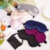 6 Pieces Natural Silk Sleep Mask Soft Eye Mask Adjustable Strap Blindfold Eyeshade Smooth Comfortable Eye Cover with Bag for Sleeping(Black, Taro Purple, Navy, Purple, Pink, Gray) view 4