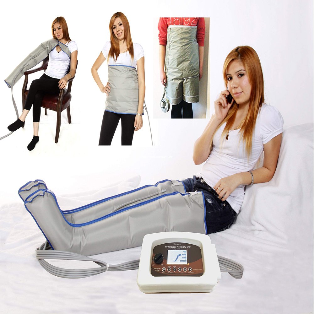 All in One POWERPRESS Recovery Boots Compression Leg Massage System w/Arm, Waist & Waist Thigh Pants Set (X Large Pair Set)