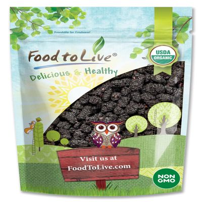 Food to Live Organic Dried Black Mulberries, 1 Pound Non-GMO, Raw Fruit, Unsulfured, Unsweetened, Vegan, Mulberry in Bulk. Great for Snacking, Desserts, and Granola. No Sugar Added. Morus nigra