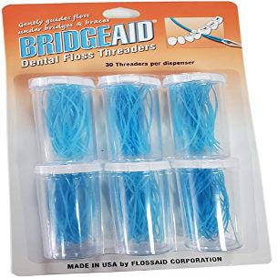 Bridgeaid Dental Floss Threader Travel Pack (6 Bottles, 180 threaders Total)