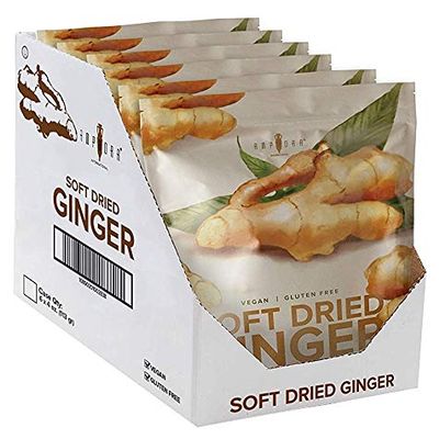 Amphora Soft Dried Ginger Chunks Bites Healthy Snack Fruits Vegan Kosher Gluten Free 4 Oz Each Boost Immune System (Pack of 6)