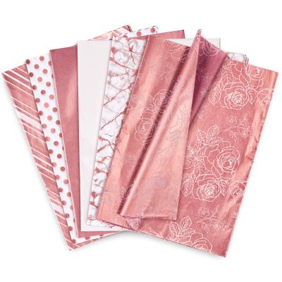 Whaline 60Pcs Rose Gold Pink Tissue Paper Assorted Elegant Style Gift Wrap Paper Bulk 13.8 x 19.7 Inch Mother's Day Floral Wrapping Paper Art Tissue for Wedding Birthday Party DIY Art Crafts