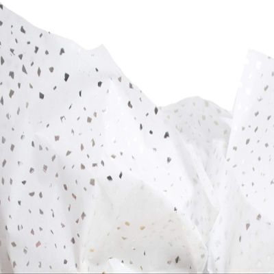 Made in USA 50-Sheet Hot Stamp Glitter Gift Tissue Paper Pack, 20" X 30" (Silver on White)