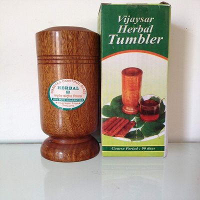 Artist Unknown Indian Wood Arts Vijaysar Herbal Tumbler Ayurvedic Wooden Glass for Diabetic Health Benefits, 0.1 Liters