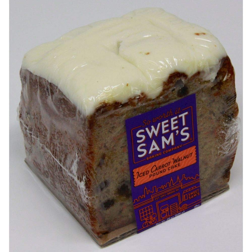 Sweet Sams Iced Carrot Walnut Pound Cake - 4 per case.