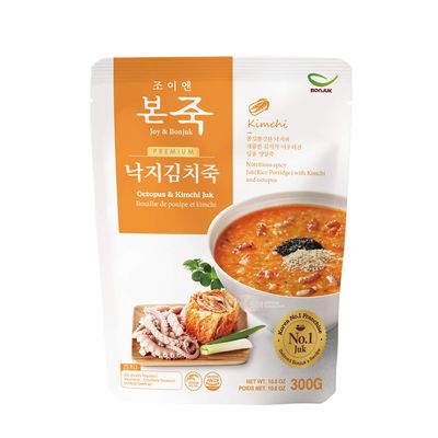BONJUK Octopus & Kimchi (Juk) Porridge - Korean soup stew Kfood, Hearty Breakfast Oat Meal 10.6oz(300g), pouch type