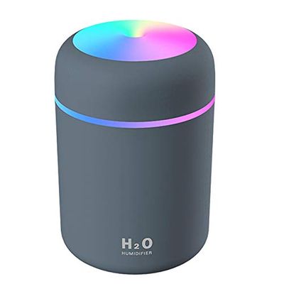 2 in 1 USB Electric Aromatherapy Oil Diffuser Ultrasonic Air Humidifier Mist Maker with Colorful Light for Home Office and Car (Grey)