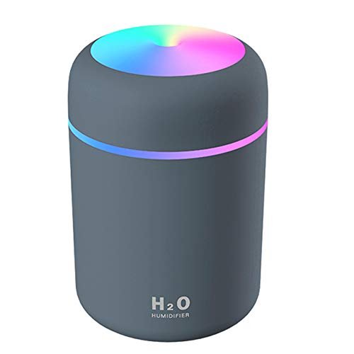 2 in 1 USB Electric Aromatherapy Oil Diffuser Ultrasonic Air Humidifier Mist Maker with Colorful Light for Home Office and Car (Grey)