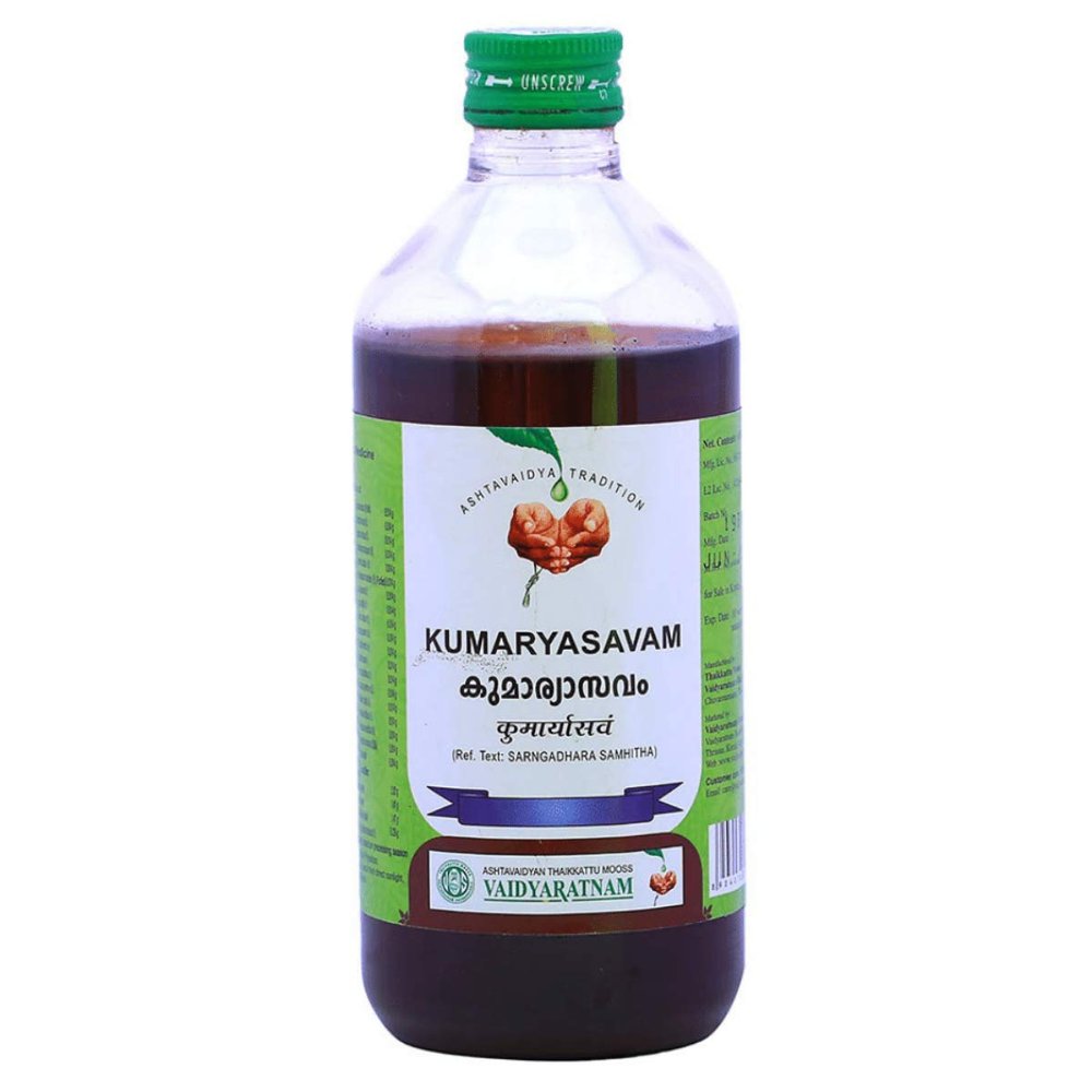Vaidyaratnam Kumaryasavam 450 ml (Pack Of 2) | Ayurvedic Product | Vaidyaratnam Products With Free Naturelite Nature+, Immune+, Kwath (1 Sachet)