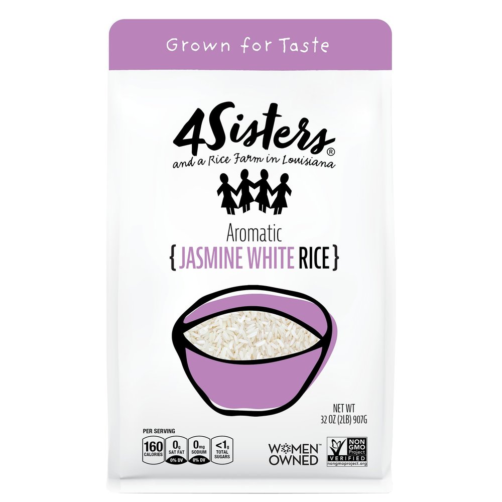 4Sisters - Premium Long Grain Aromatic Jasmine White Rice - Sustainably Grown - Women Owned - Farm to Table (2 lb)