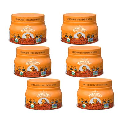 SweetLeaf Organic Monk Fruit Sweetener, Granular - Keto Friendly Natural Sugar Substitute for Coffee, Tea, and Baking, Zero Calorie, Organic Monk Fruit, Non GMO, Sugar Free - 8.47 Oz Jar (Pack of 6)