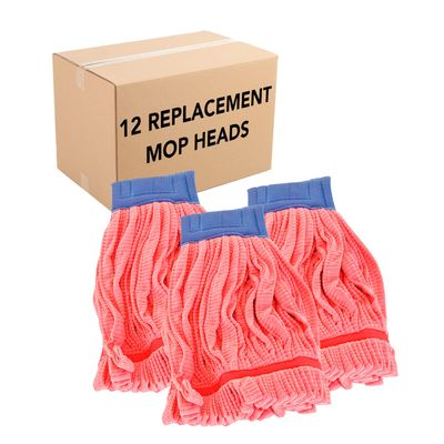 Arkwright Microfiber Tube Mop Head Replacement - (Bulk Case of 12) Heavy Duty, Lint Free, Super Absorbent & Bleach-Safe, Janitorial Essential for Commercial & Industrial Floor Cleaning, 21 oz, Red