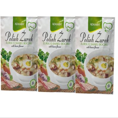 ADAMBA Polish ZUREK with Bacon Flavour 3 pack x 1.76 oz (50g). Product of Poland.