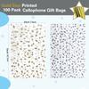 COQOFA 100 Pcs Star Printed 3"X 5" Gift Wrap Cello Cellophane Treat Bags Party Favor bags Clear Candy Cookie Bags Plastic Poly Goodie Storage Bags with Twist Ties for Bakery,Birthday, Wedding ,Party Decorations (Gold) view 2
