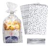 COQOFA 100 Pcs Star Printed 8"X 12" Gift Wrap Cello Cellophane Treat Bags Party Favor bags Clear Candy Cookie Bags Plastic Poly Goodie Storage Bags with Twist Ties for Bakery,Birthday, Wedding ,Party Decorations (Silver) view 1
