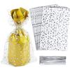 COQOFA 100 Pcs Star Printed 7"X 12" Gift Wrap Cello Cellophane Treat Bags Party Favor bags Clear Candy Cookie Bags Plastic Poly Goodie Storage Bags with Twist Ties for Bakery,Birthday, Wedding ,Party Decorations (Silver) view 1