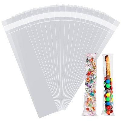 LEOSINDA 100 pcs Cellophane Bags 3 X 9 Inch Self Sealing Clear Cellophane Bags Self Sealing Adhesive Gift Wrap Plastic Small Business Packaging for Gift Wrapping