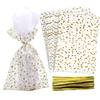 COQOFA 100 Pcs Star Printed 4"X 9" Gift Wrap Cello Cellophane Treat Bags Party Favor bags Clear Candy Cookie Bags Plastic Poly Goodie Storage Bags with Twist Ties for Bakery,Birthday, Wedding ,Party Decorations (Gold) view 1