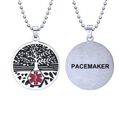 RENYILIN Stainless steel tree of life medical alert ID emergency first aid necklace (PACEMAKER)