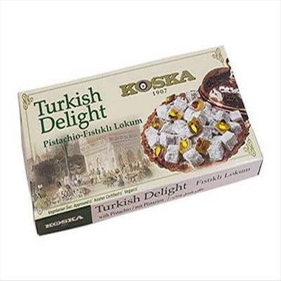 Turkish Delight with Pistachio by Koska | Giftable Snacks 17.64 oz-500 gr | Sweet Traditional Delicious Soft Turkish Delights. | Vegan, Kosher and Halal Certified