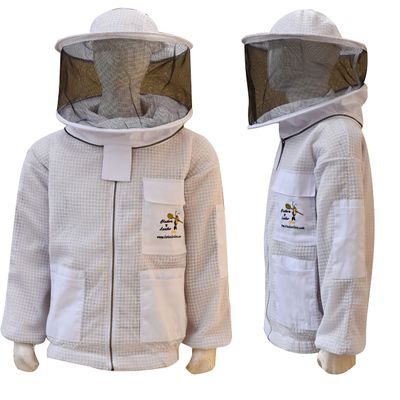Clothes N Leather Gear Beekeeping Three Layer Mesh Ultra Ventilated Jacket Fully Protection Jacket with Round Veil Colors (White, 3XL)