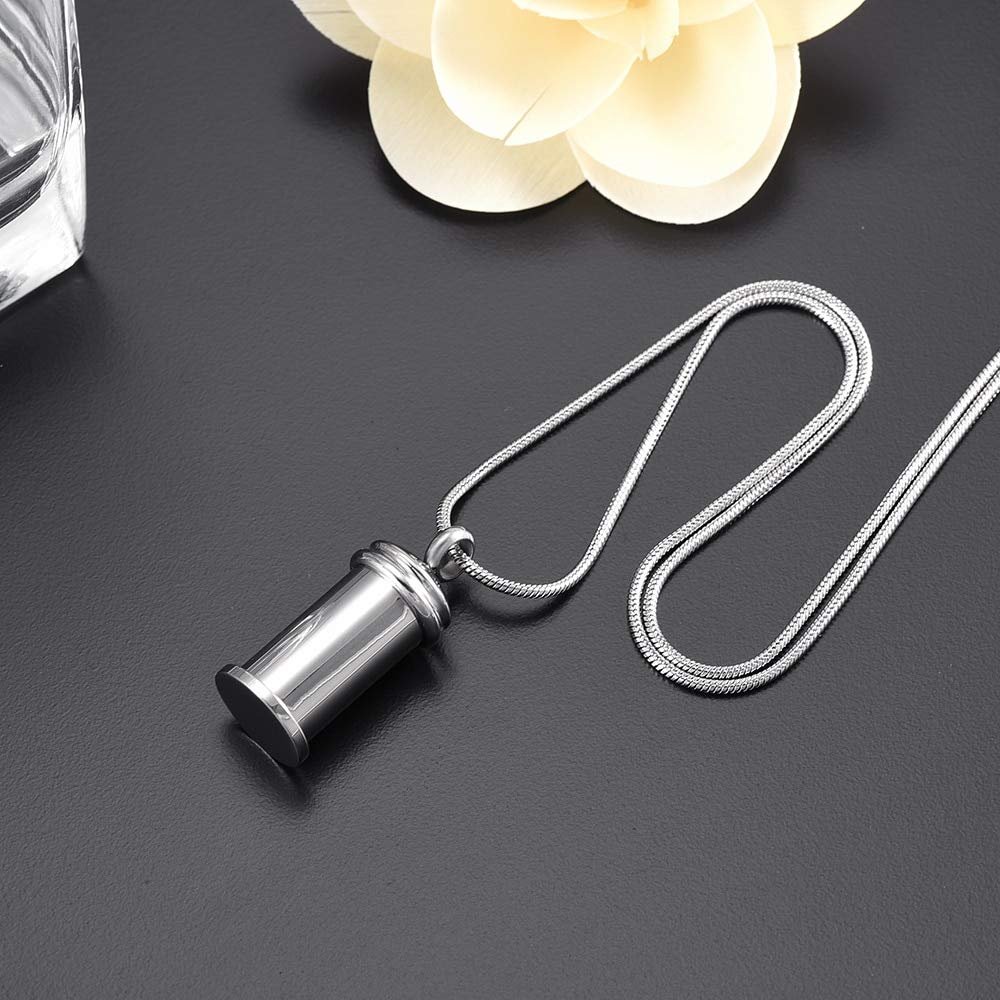 TIANZXS Keepsakes Urns for Pet/Human Ashes Cremation Jewelry Pendant Necklace Unique Bottle Design Funeral Casket Container Silver