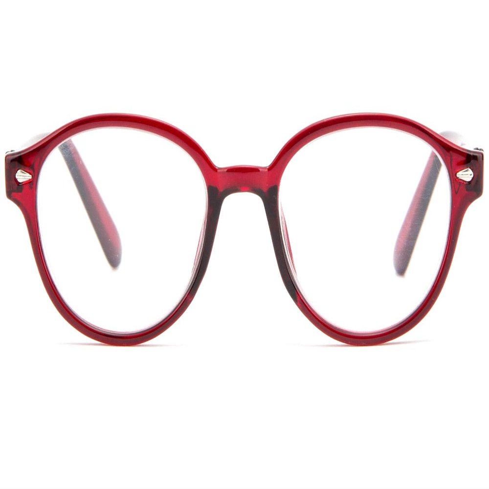 Men Women Red Reading Glasses Lightweight Round Spring Hinge (Red, 1.75)