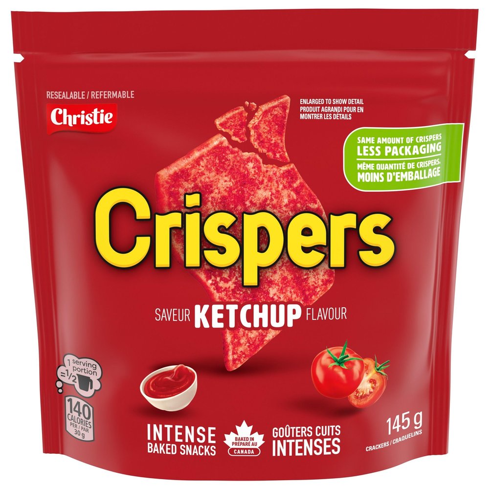 Christie Crispers Ketchup Crackers, 145g/5.1 Ounce, Bag, Imported from Canada}