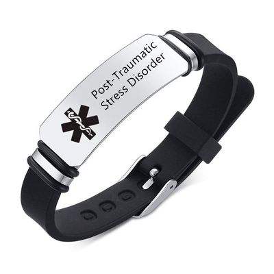 ZKXXJ Medical Alert ID Bracelet for Men Women - Silicone Adjustable Wristband Sos Emergency Identification Bracelets PTSD,Healthy ICE Allergy Bracelet for Boyfriend Girlfriend Dad Mom