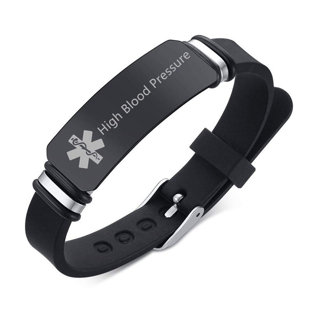 ZKXXJ Medical Alert ID Bracelet for Men Women - Silicone Adjustable Wristband Sos Emergency Identification Bracelets High Blood Pressure,Healthy ICE Allergy Bracelet for Boyfriend Girlfriend Dad Mom