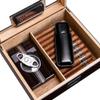 Cedar Wood Cigar Humidor Set Travel Cigar Set with Hygrometer Humidifier Ashtray Cutter & Cigar Holder Case Storage Box view 3