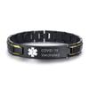 COVID-19 Vaccinated Medical Alert ID Bracelet for Men - Stainless Steel Adjustable Wristband Sos Emergency Identification Vaccination Bracelets,Healthy Allergy Awareness Jewelry for Boyfriend Dad view 1